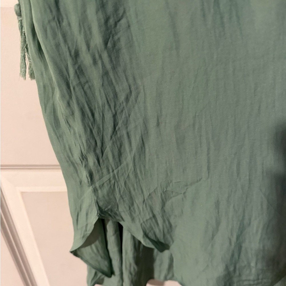 T TAHARI V-Neck Sleeveless Drawstring Waist Midi Dress Green sz 14 aprox boho - Picture 11 of 13